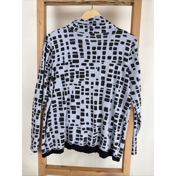 NWT Fenini Gray Black Cowl Neck Pattern Long Sleeve Top #0987 Size Small - Picture 3 of 5